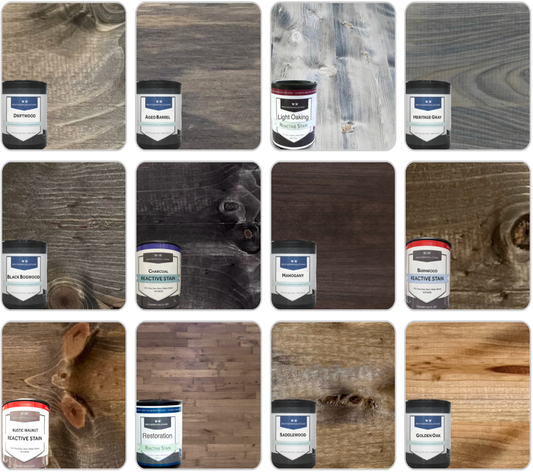 SAMPLE PACK: 12 INTERIOR Reactive Wood Stains - Quarts